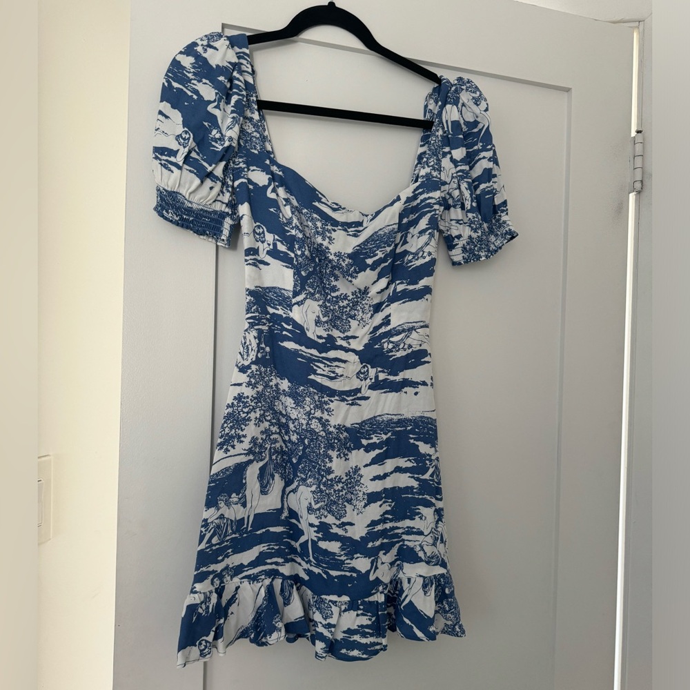 Blue patterned reformation dress